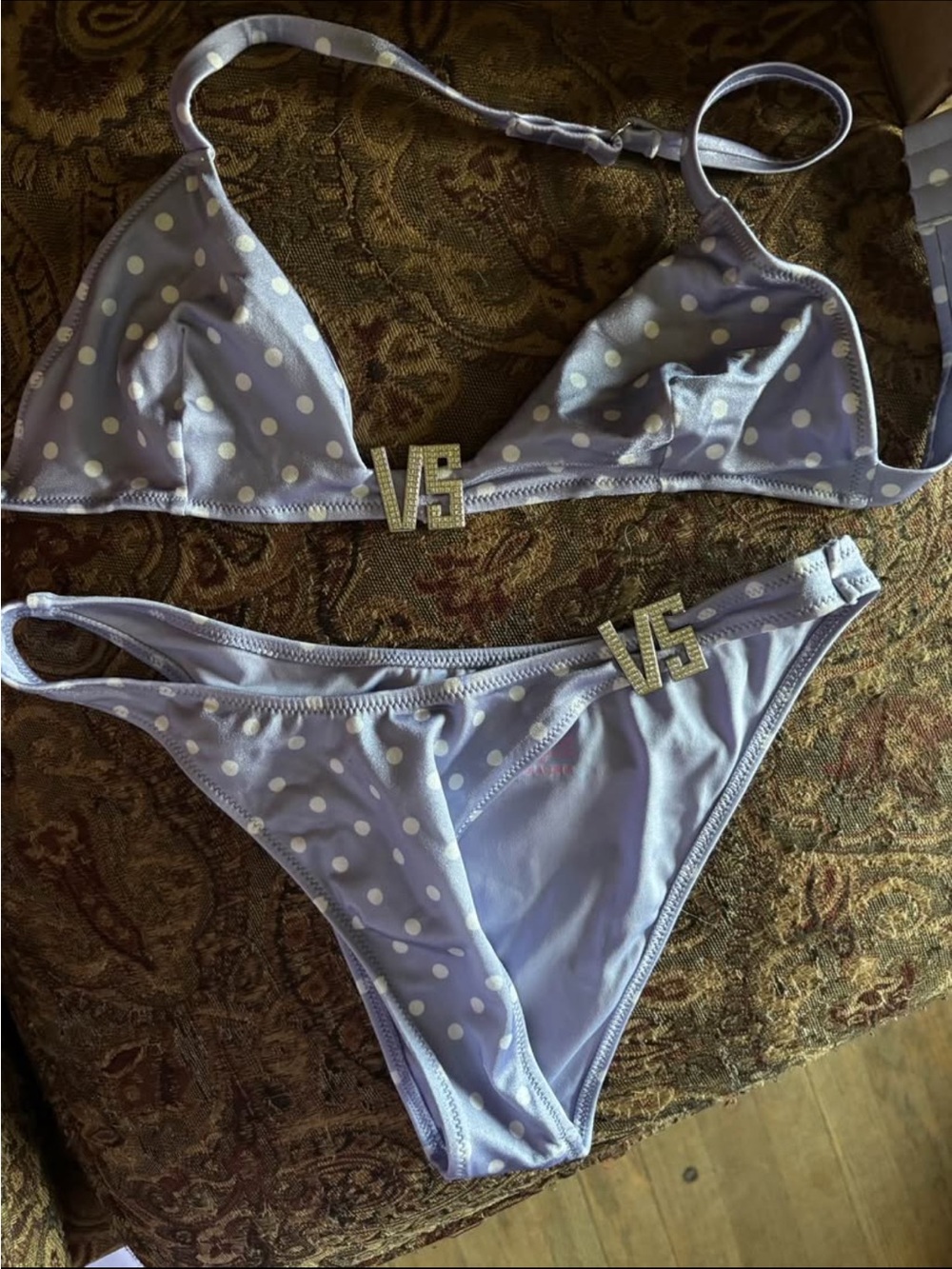 Victoria's Secret Lavender Polka Dot Bikini Set